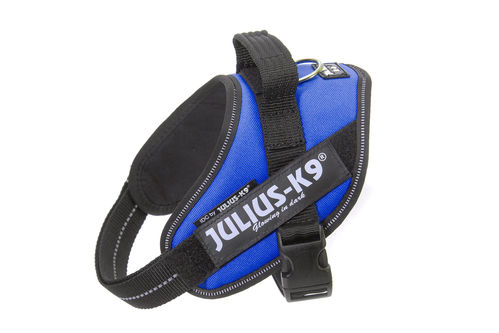 JULIUS-K9 ®IDC®-Power koiranvaljas, sininen ja tekstitarrat haluamallasi tekstillä