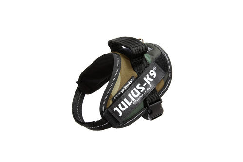 JULIUS-K9 ®IDC®-Power koiranvaljas, maastokuvio ja tekstitarrat haluamallasi tekstillä
