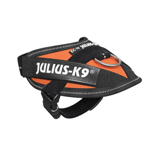 JULIUS-K9 ®IDC®-Power koiranvaljas,UV oranssi ja tekstitarrat haluamallasi tekstillä