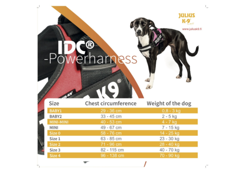 JULIUS-K9 ®IDC®-Power koiranvaljas, farkku/neonreunat koko 4