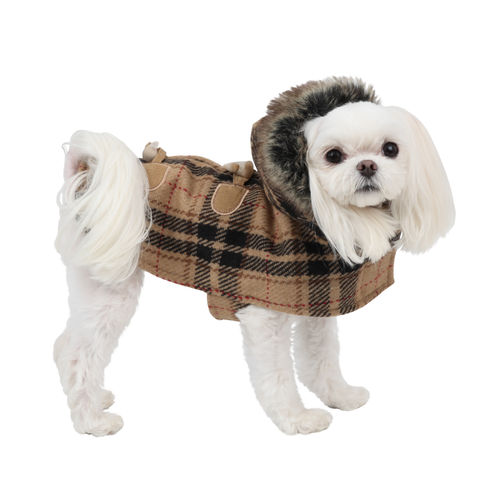 PUPPIA dog coat w hood beige