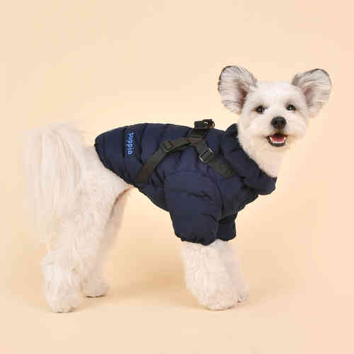 Puppia Soft jumper warm winter coat and harness 2 in 1, navy