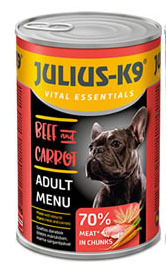 Julius-K9 koiran säilykeruoka 1240g nauta ja porkkana