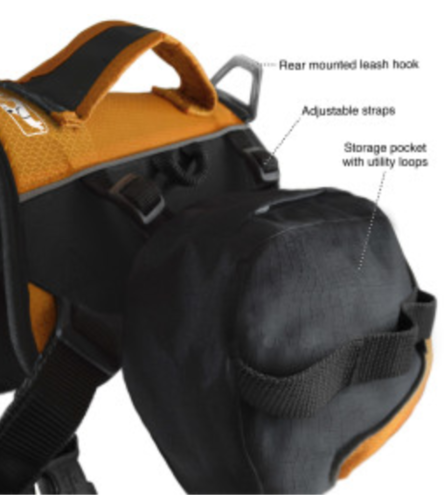Kurgo Baxter bag dog hiking harness black/orange